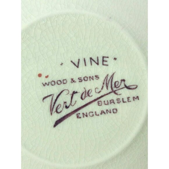 Festive Wood & Sons Saucer Plates England VINE Pattern Colorful Grapes Leaves - Picture 8 of 15